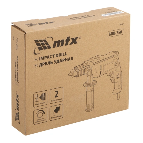 Дрель ударная MID-750, 750 Вт, 0-3000 об/мин, 0-48000 уд/мин MTX по ценам производителя в Москве с доставкой по всей России