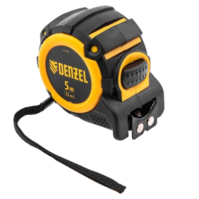 Рулетка 5м х 32мм, автоматич. фиксац., нейлон. покрытие, магнит. зацеп, двухстор. разметка Denzel по ценам производителя в Москве с доставкой по всей России