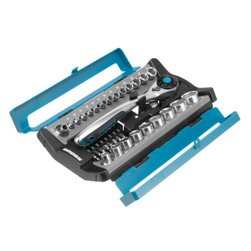 Набор торцевых головок, трещотка 120 зубьев, 1/2", 1/4", CrV, 41 предмет Gross по ценам производителя в Москве с доставкой по всей России