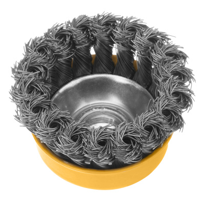 Щетка для УШМ, 75 мм, "Чашка", крученая нержавеющая проволока 0.5 мм, М14 Denzel купить в Москве с доставкой по всей России | ProtosMarket.ru