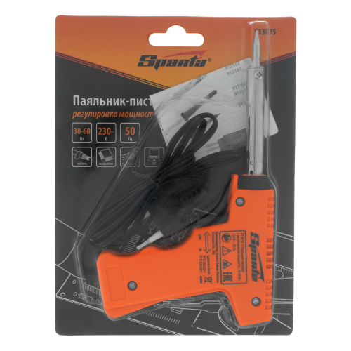 Паяльник-пистолет с регулировкой мощности 30-60 Вт, 220 В Sparta по ценам производителя в Москве с доставкой по всей России