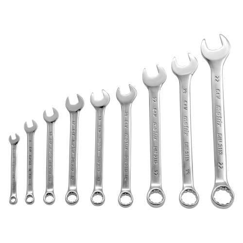 Набор ключей комбинированных, 6-22 мм, 9 шт, CrV, полированный хром Matrix по ценам производителя в Москве с доставкой по всей России