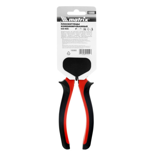Плоскогубцы комбинированные Black Nickel, 180 мм, двухкомпонентные рукоятки Matrix по ценам производителя в Москве с доставкой по всей России