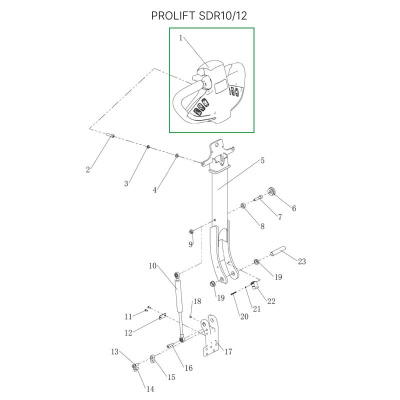 Верхняя часть ручки в сборе для штабелеров SDR 1016/1030/1035/1225/1230/1235/1635 по ценам производителя в Москве с доставкой по всей России
