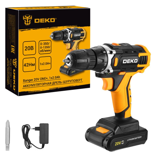 Аккумуляторная дрель-шуруповерт DEKO Banger 20V ONE+, 1x2.0Ач по ценам производителя в Москве с доставкой по всей России