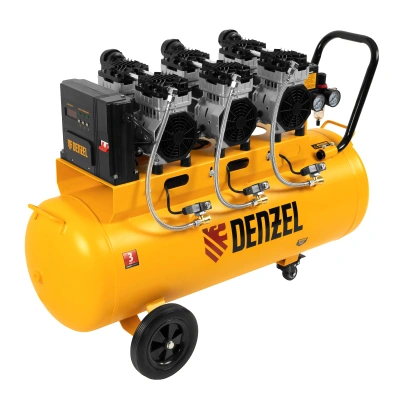 Компрессор безмасляный, малошумный  DLS 2250/100, 2250 Вт, 3x750, 100 л, 410 л/мин блок управления/ Denzel по ценам производителя в Москве с доставкой по всей России