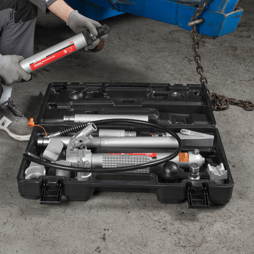 Растяжка гидравлическая, 10 т, набор из 17 предметов, 7 сменных насадок, в пластиковом кейсе Matrix по ценам производителя в Москве с доставкой по всей России