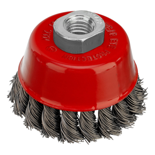 Щетка для УШМ, 75 мм, М14, "чашка", крученая проволока 0.5 мм Matrix по ценам производителя в Москве с доставкой по всей России