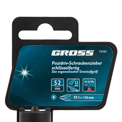 Отвертка PZ3 x 150 мм, S2, трехкомпонентная ручка Gross по ценам производителя в Москве с доставкой по всей России
