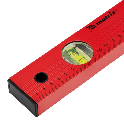 Уровень алюминиевый, 400 мм, 3 глазка, красный, линейка Matrix по ценам производителя в Москве с доставкой по всей России