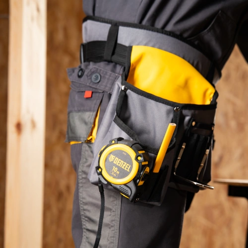 Рулетка 10м х 32мм, автоматич. фиксац., нейлон. покрытие, магнит. зацеп, двухстор. разметка Denzel по ценам производителя в Москве с доставкой по всей России