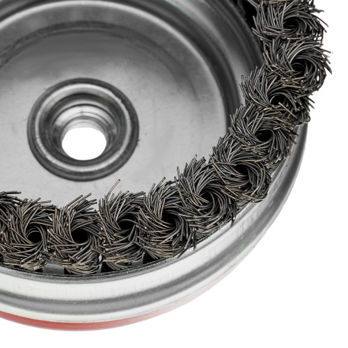 Щетка для УШМ Heavy Duty, 125 мм, М14, "чашка", крученая проволока 0.5 мм Matrix по ценам производителя в Москве с доставкой по всей России