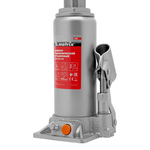 Домкрат гидравлический бутылочный, 8 т, h подъема 230-457 мм Matrix по ценам производителя в Москве с доставкой по всей России