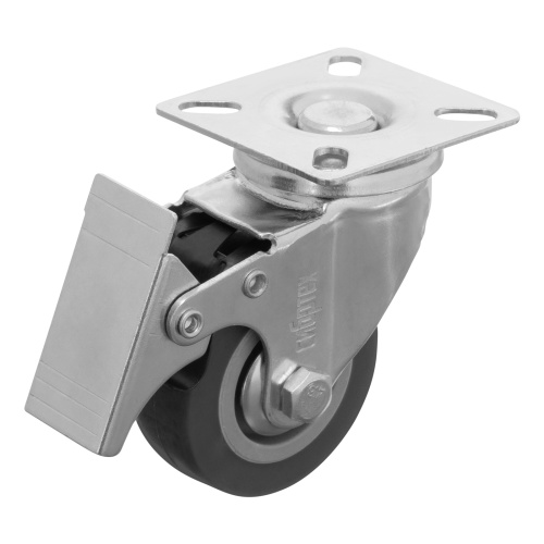 Колесо поворотное с тормозом D 50 мм, крепление  платформенное Сибртех по ценам производителя в Москве с доставкой по всей России