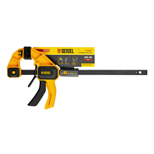 Струбцина F-образная, быстрозажимная, 300 х 80 мм, усиленный нейлоновый корпус Denzel по ценам производителя в Москве с доставкой по всей России