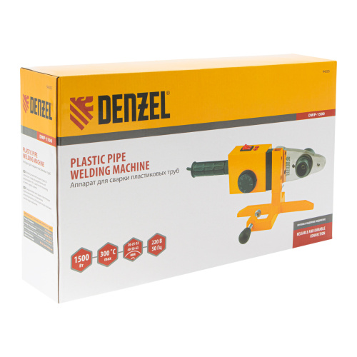 Аппарат для сварки пластиковых труб DWP-1500, 1500 Вт, 260-300 град, комплект насадок, 20-63 мм Denzel по ценам производителя в Москве с доставкой по всей России