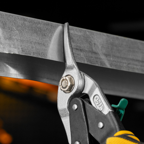 Ножницы по металлу, 270 мм, прямой и правый рез, сталь-СrMo, трехкомпонентные рукоятки Denzel по ценам производителя в Москве с доставкой по всей России