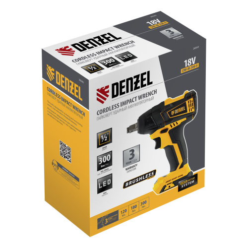 Гайковерт ударный аккумуляторный бесщет CIW-IB-300-0, Li-ion, 18В, 300Нм Denzel по ценам производителя в Москве с доставкой по всей России