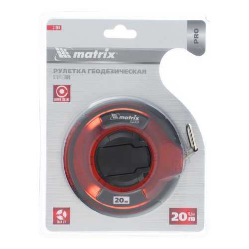 Рулетка геодезическая 20 м х 12,5 мм, закрытый корпус, стальная лента, односторонняя шкала, Pro Matrix по ценам производителя в Москве с доставкой по всей России