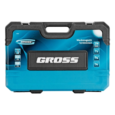 Набор инструментов, 1/2", 3/8", 1/4", CrV, 120 зубьев, 216 предметов Gross по ценам производителя в Москве с доставкой по всей России
