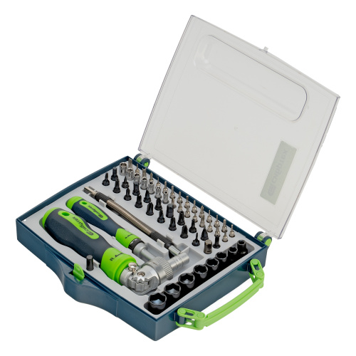 Отвертки реверсивные с набором бит, торцевых головок, 61 предмет, CrV Сибртех по ценам производителя в Москве с доставкой по всей России