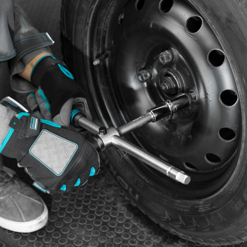 Ключ-крест баллонный, складной с изменяющимся рычагом, 17 мм, 19 мм, 21 мм, 23 мм, CrV, хромированный Gross по ценам производителя в Москве с доставкой по всей России