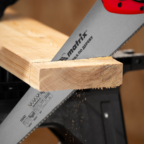 Ножовка по дереву, 500 мм, 7-8 TPI, зуб-3D, каленый зуб, двухкомпонентная рукоятка Matrix по ценам производителя в Москве с доставкой по всей России