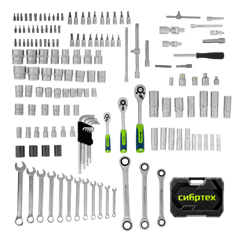 Набор инструментов, 1/2", 3/8", 1/4", пластиковый кейс 160 предм. Сибртех по ценам производителя в Москве с доставкой по всей России