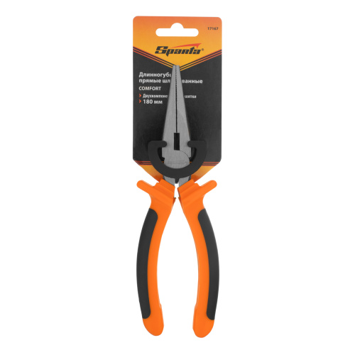Длинногубцы прямые Comfort, 180 мм, шлифованные, двухкомпонентные рукоятки Sparta по ценам производителя в Москве с доставкой по всей России