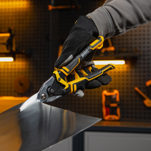 Ножницы по металлу, 270 мм, прямой рез, сталь-CrMo, трехкомпонентные рукоятки Denzel по ценам производителя в Москве с доставкой по всей России