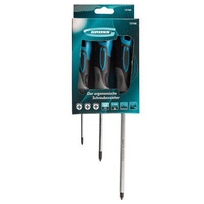 Набор отверток PH, 3 шт, S2, трехкомпонентная рукоятка Gross по ценам производителя в Москве с доставкой по всей России