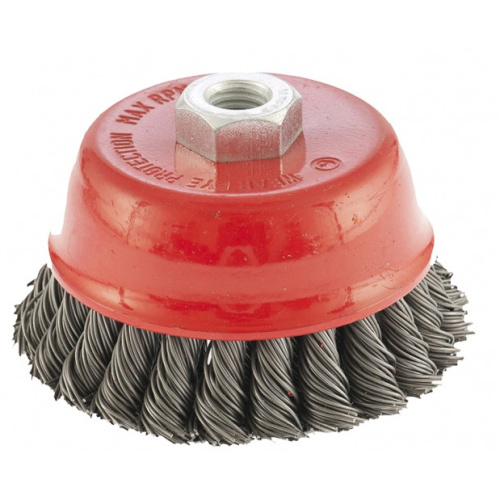 Щетка для УШМ, 100 мм, М14, "чашка", двухрядная, крученая проволока 0.8 мм Matrix по ценам производителя в Москве с доставкой по всей России