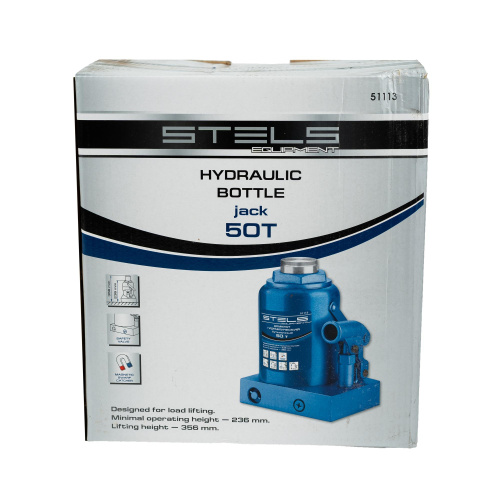 Домкрат гидравлический бутылочный, 50 т, H подъема 236-356 мм Stels по ценам производителя в Москве с доставкой по всей России