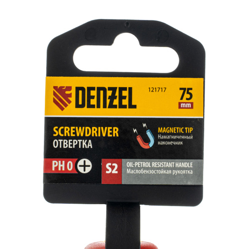 Отвертка, PH0х75 мм, S2, 3к рукоятка Denzel по ценам производителя в Москве с доставкой по всей России