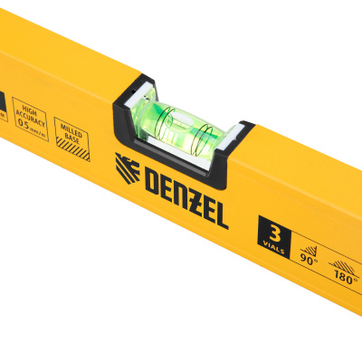 Уровень алюминиевый, магнит, фрезерованный, 3 глазка (1 зеркал.) 0,5 мм/м, 600 мм Denzel по ценам производителя в Москве с доставкой по всей России