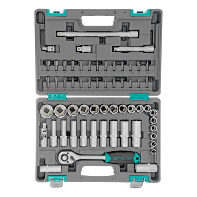 Набор инструментов, 1/2", CrV, пластиковый кейс 60 предметов Stels по ценам производителя в Москве с доставкой по всей России