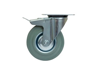 Колесо поворотное серая резина SCB 80 f 200 мм с тормозом купить в Москве с доставкой по всей России | ProtosMarket.ru