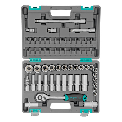 Набор инструментов, 1/2", CrV, пластиковый кейс 60 предметов Stels по ценам производителя в Москве с доставкой по всей России