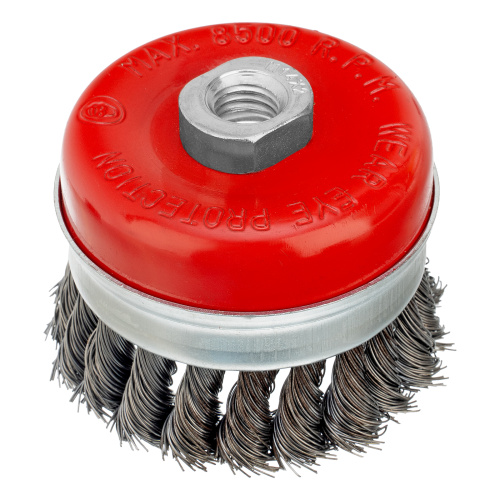 Щетка для УШМ Heavy Duty, 80 мм, М14, "чашка", крученая проволока 0.5 мм Matrix по ценам производителя в Москве с доставкой по всей России