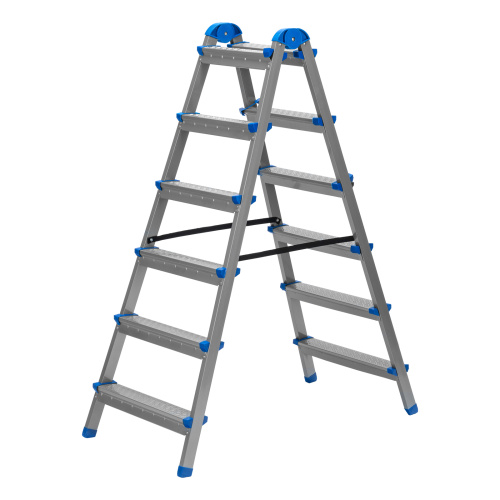 Стремянка двухсторонняя 6 ступеней, сталь профиль, стальные ступени, Сибртех по ценам производителя в Москве с доставкой по всей России