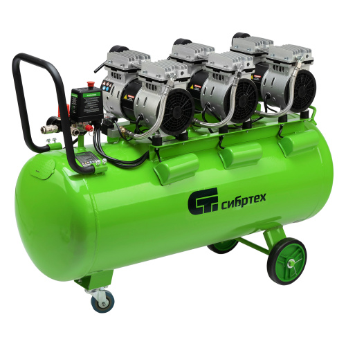 Компрессор безмаслянный малошумный МБ 2250/100, 2250 Вт, 100л, 400 л/мин Сибртех по ценам производителя в Москве с доставкой по всей России