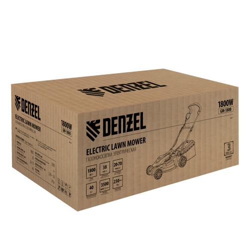 Газонокосилка электрическая GM-1800, 1800 Вт, шир. 38 см, 6 уров., травосб. 40 л. Denzel по ценам производителя в Москве с доставкой по всей России