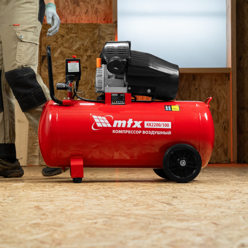 Компрессор воздушный КК-2200/100, 2,2 кВт, 350 л/мин, 100 л, прямой привод, масляный MTX по ценам производителя в Москве с доставкой по всей России