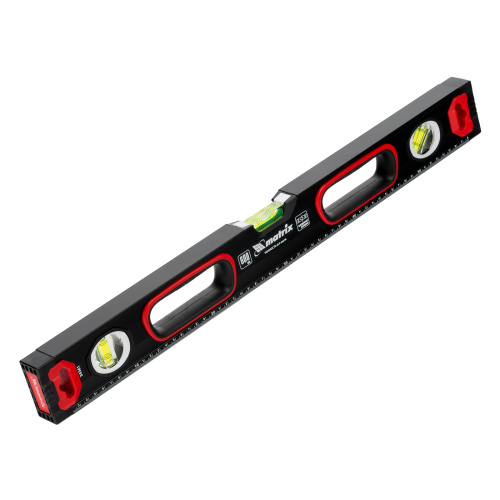 Уровень алюминиевый, усиленный, фрезерованный, 3 глазка, двухкомпонентные рукоятки, 600 мм Matrix по ценам производителя в Москве с доставкой по всей России