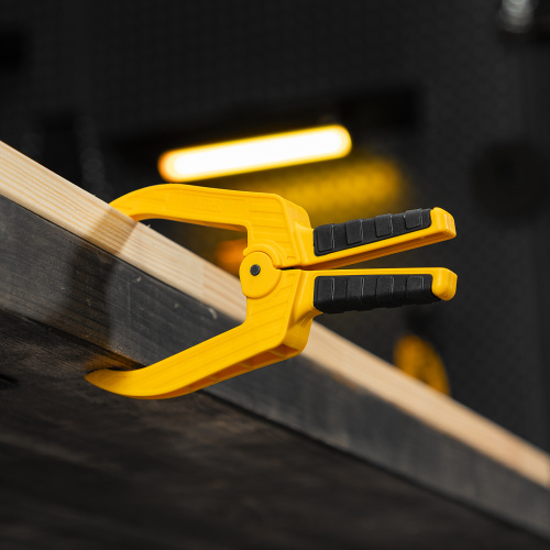 Струбцина клещеобразная, удлиненная 50 х 80 мм двухкомпонентные рукоятки Denzel по ценам производителя в Москве с доставкой по всей России