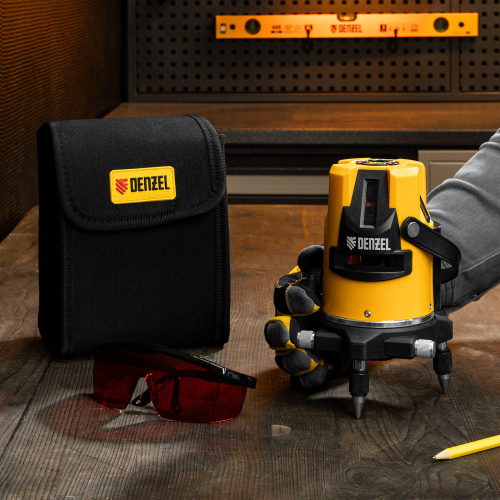 Лазерный уровень LX3, 10 м, ± 0,3 мм/1 м, 635 нм, 4 вертикальных, 1 горизонтальная плоскости, резьба 5/8" Denzel по ценам производителя в Москве с доставкой по всей России