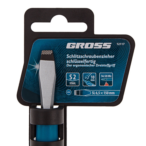 Отвертка SL6.5 x 150 мм, S2, трехкомпонентная рукоятка Gross по ценам производителя в Москве с доставкой по всей России