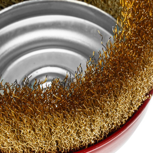 Щетка для УШМ, 125 мм, М14, "чашка", латунированная витая проволока Matrix по ценам производителя в Москве с доставкой по всей России