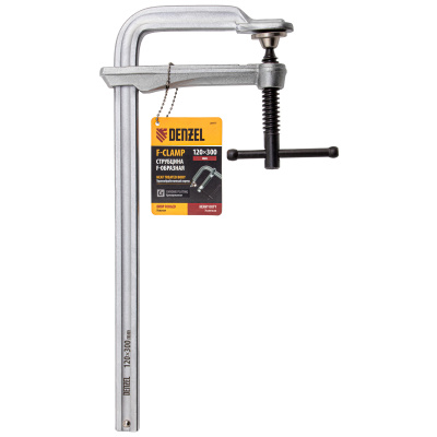 Струбцина F-образная, 120x300мм, кованая Denzel по ценам производителя в Москве с доставкой по всей России