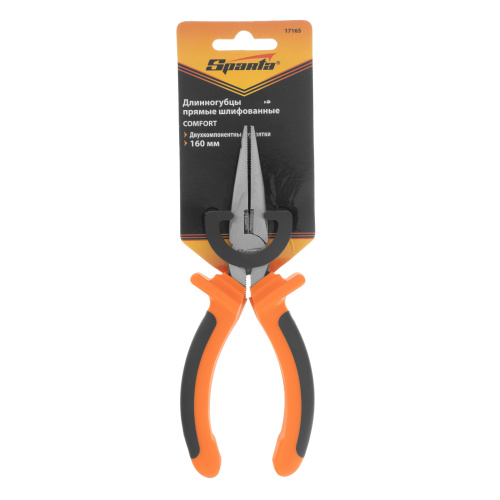 Длинногубцы прямые Comfort, 160 мм ,шлифованные, двухкомпонентные рукоятки Sparta по ценам производителя в Москве с доставкой по всей России